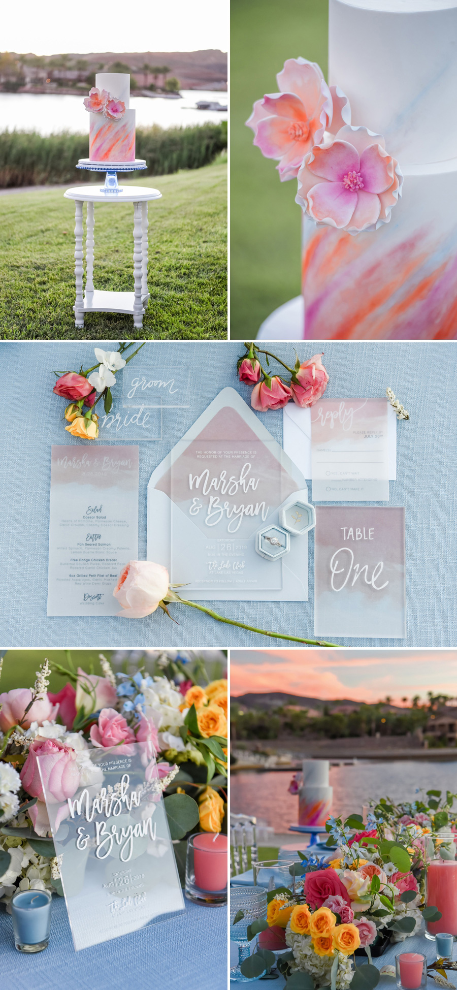 Lakeside Watercolor Wedding Inspiration | Kristen Marie Weddings + Portraits | Southshore Lake Club at Lake Las Vegas